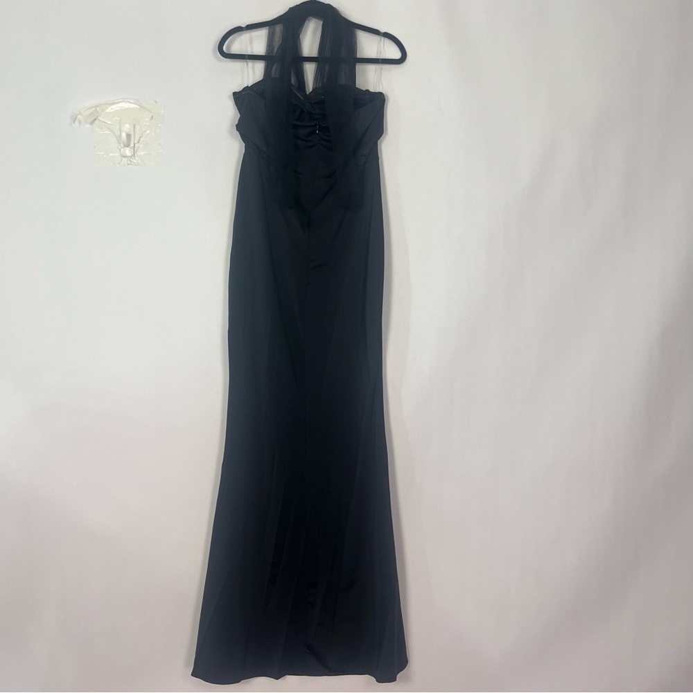 Black Mesh Halter Dress with high side slit Sz XL NWT - Picture 5 of 8